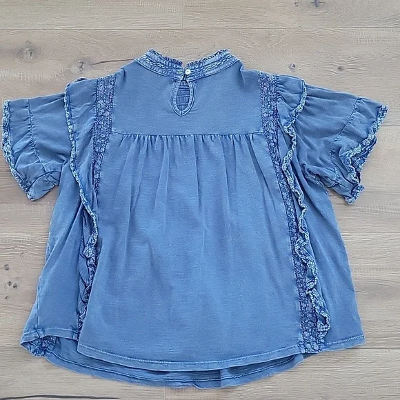 EUC Free People Le Femme Ruffled Crotchet Top Size XS - Picture 7 of 7
